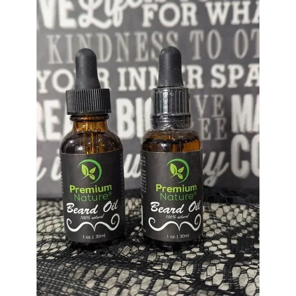 5/25 - 2 vials Premium Nature Beard Oil - NEW/SEALED